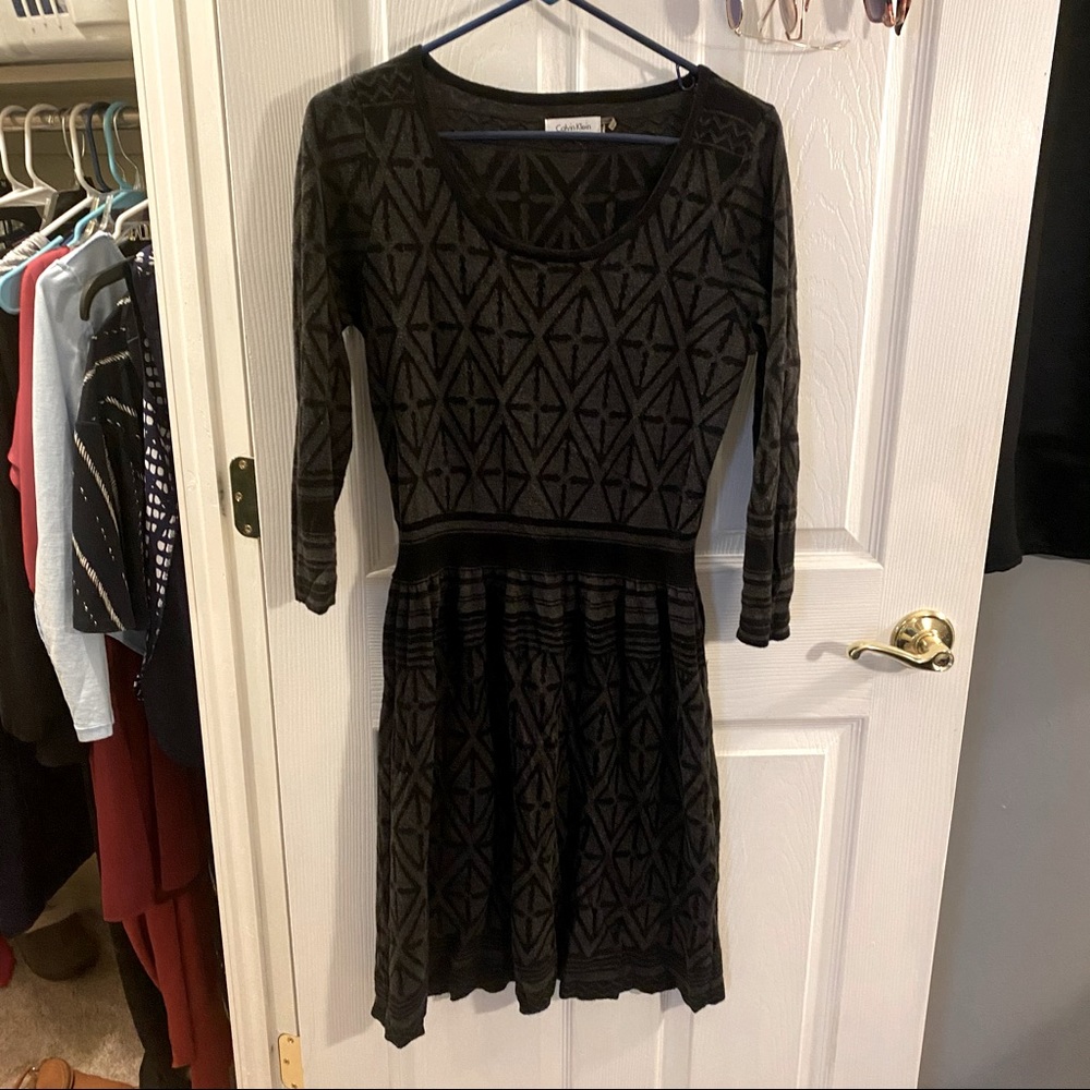 Calvin Klein | cozy black and grey sweater dress